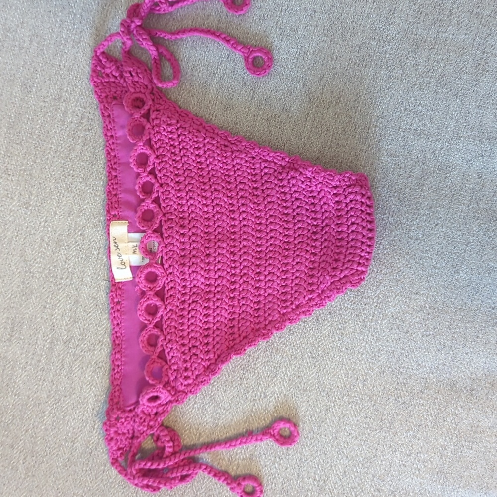 Pink crochet bikini bottoms